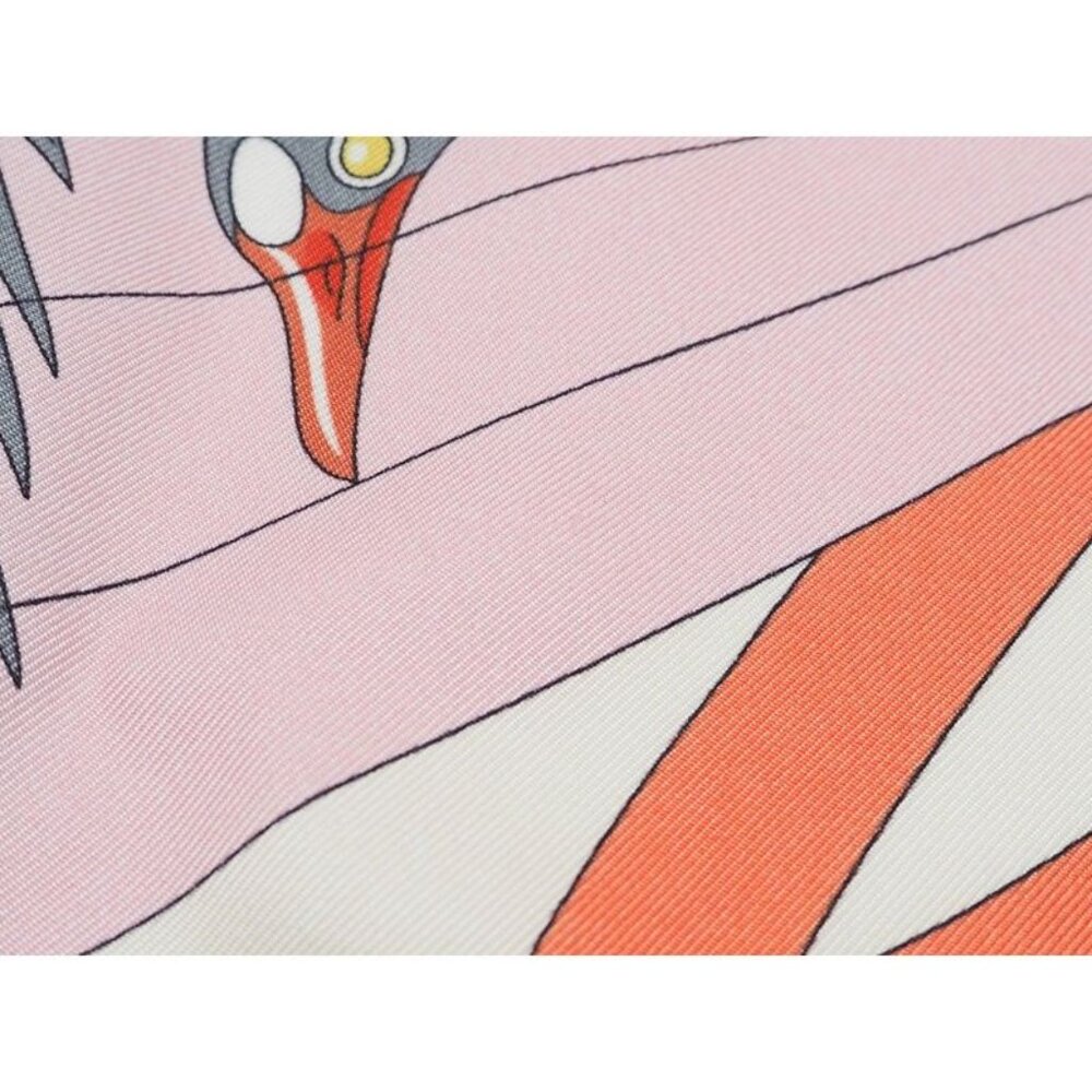 Gucci Printed Silk Scarf Ca Fly Swan 90 X90 fan Swan Bird Ribbon Ivory - Picture 7 of 12